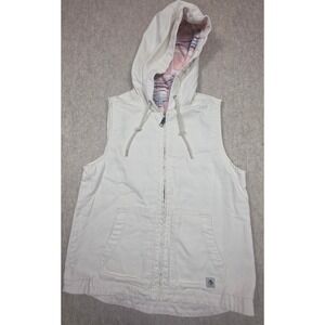 Ocean+Coast sleeveless rugged canvas and flannel hooded‎ vest size small